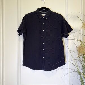 Denim & Flower Black Casual Button Down Shirt Elastic Confortable